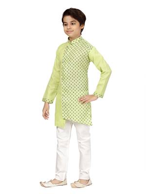 Green plain cotton boys-kurta-pyjama 3