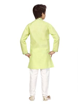 Green plain cotton boys-kurta-pyjama 4