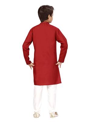 Maroon plain cotton boys-kurta-pyjama 4