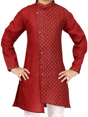 Maroon plain cotton boys-kurta-pyjama 5