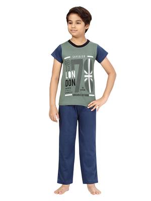 Grey plain cotton boys-suit 1