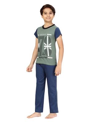 Grey plain cotton boys-suit 3