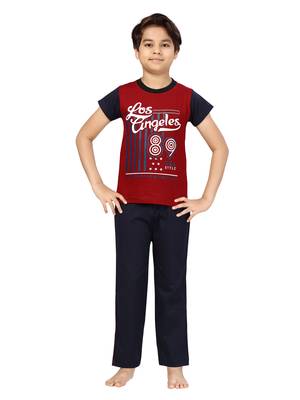 Maroon plain cotton boys-suit 1