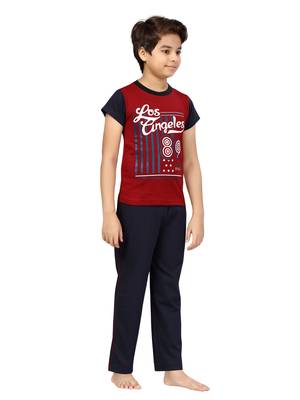 Maroon plain cotton boys-suit 2