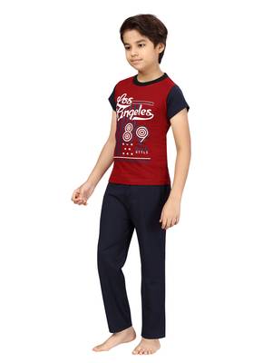 Maroon plain cotton boys-suit 3