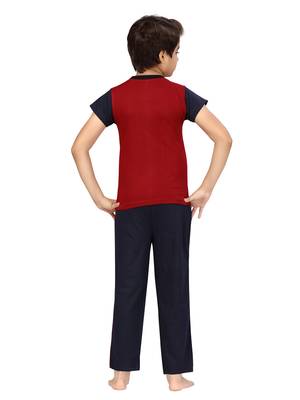 Maroon plain cotton boys-suit 4