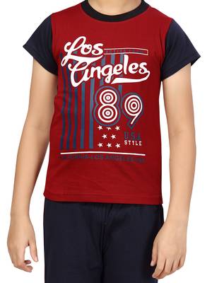 Maroon plain cotton boys-suit 5