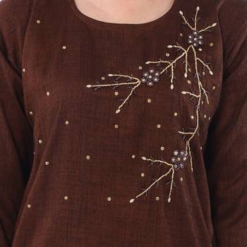 Brown embroidered rayon kurtas-and-kurtis 3