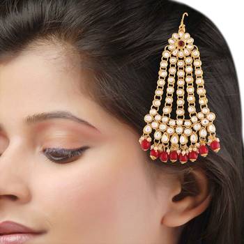 Maroon studded jewellery Yellow Gold Alloy   Passa 3