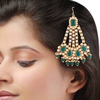 Green studded jewellery Yellow Gold Alloy   Passa 3