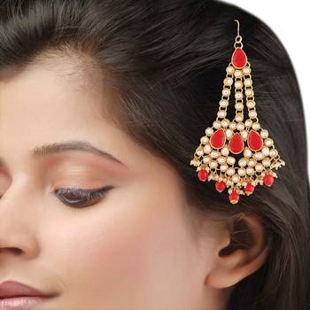 Red studded jewellery Yellow Gold Alloy   Passa 3