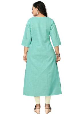 Light-green embroidered cotton embroidered-kurtis 2