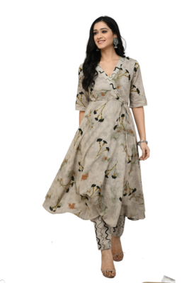 Grey Anarkali Dress set 1