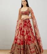 Multicolor Designer Digital Print  Soft Georgette Sequence Embroidery Lehenga Choli With Blouse & Dupatta