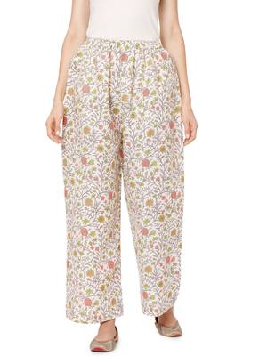 White printed cotton palazzo-pants 1
