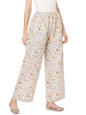 White printed cotton palazzo-pants 4