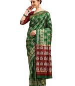 Light green printed cotton saree with blouse