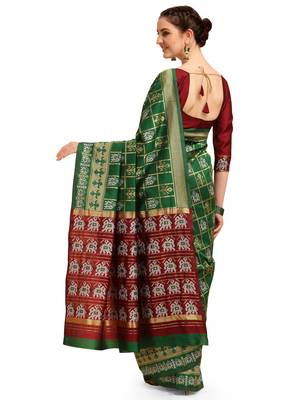 Light green printed cotton saree with blouse 2