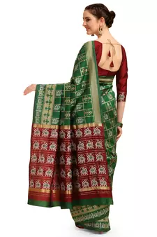 Light green printed cotton saree with blouse