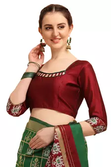 Light green printed cotton saree with blouse