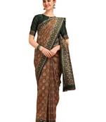 Gold printed banarasi saree with blouse