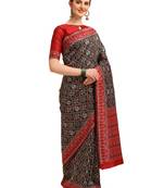 Green printed banarasi saree with blouse