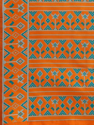 Sky blue printed banarasi saree with blouse 3