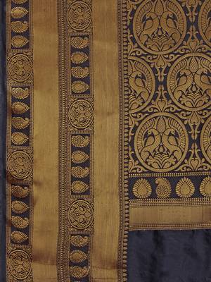 Blue printed cotton saree with blouse 3