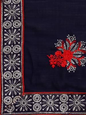 Blue printed silk saree with blouse 3