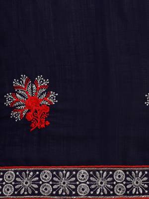 Blue printed silk saree with blouse 4