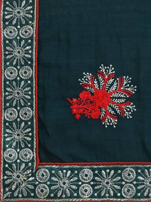 Blue printed silk saree with blouse 3