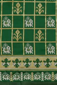 Light green printed cotton saree with blouse