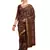 Brown printed cotton saree with blouse