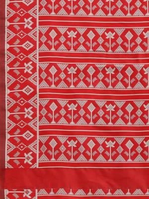 Grey printed banarasi saree with blouse 5