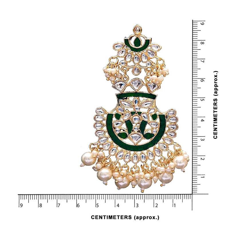 Green kundan Yellow Gold Alloy Earrings