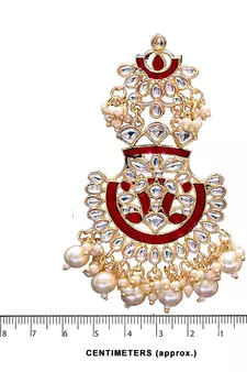 Maroon kundan Yellow Gold Alloy Earrings