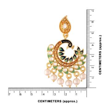 Meena Work Kundan Pearl Studded Peacock Designer Chandbali Earring For Women (E2919Min) 4