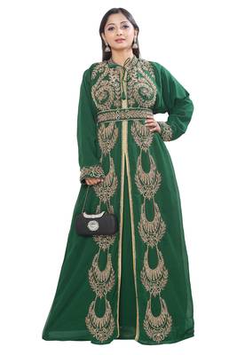 Dubai Moroccan Kaftan Arabic Abaya Hand Beaded Caftan Wedding Stylish Jalabiya Women Dress... 1