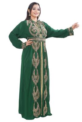 Dubai Moroccan Kaftan Arabic Abaya Hand Beaded Caftan Wedding Stylish Jalabiya Women Dress... 2