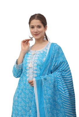  Blue Kurti Pant Duptta 2