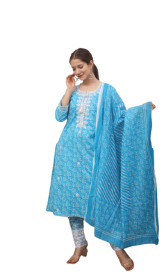  Blue Kurti Pant Duptta 3