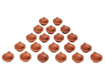 Traditional Clay Lamps/Clay Oil Lamps/Mitti Diyas for Decoration ( L-5 cm x W-5.5 cm x H-2 cm, Brown) 1