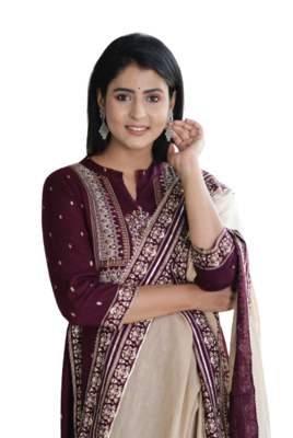 Wine Kurti Pant Duptta 2