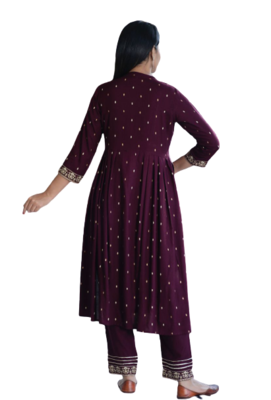Wine Kurti Pant Duptta 5