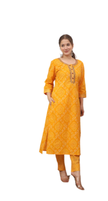 RF 1165 Yellow Kurti Pant Duptta 2