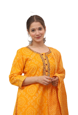 RF 1165 Yellow Kurti Pant Duptta 3