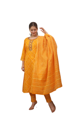 RF 1165 Yellow Kurti Pant Duptta 4