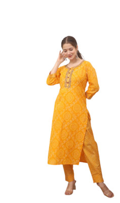 RF 1165 Yellow Kurti Pant Duptta 5