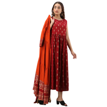  Orange Shrug With Red Kurti 3