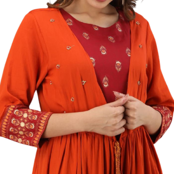  Orange Shrug With Red Kurti 4